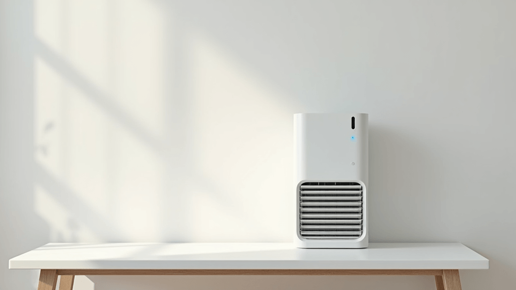Image showing a smart air purifier with visible filter components