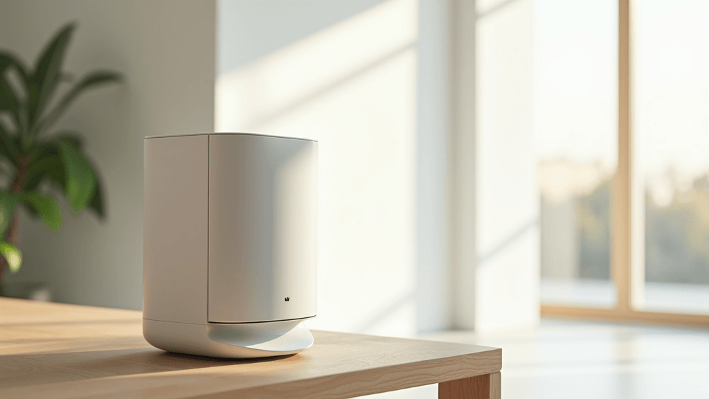 Smart air purifier on a modern table