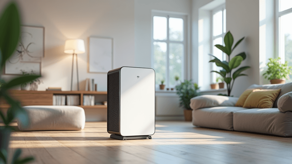 Smart Air Purifier with sensors in a modern home